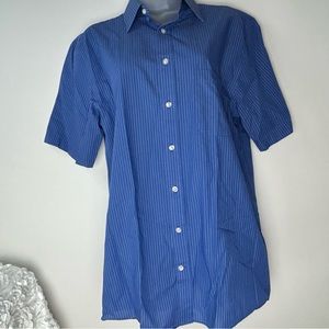 Stafford Travel Blue Stripe Shirt Men's 15 1/2 Regular‎ Fit